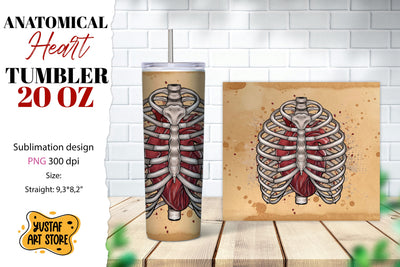 Anatomical heart tumbler. Halloween tumbler wrap Sublimation Yustaf Art Store 