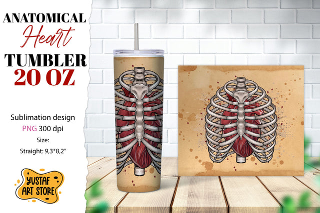 Anatomical heart tumbler. Halloween tumbler wrap Sublimation Yustaf Art Store 