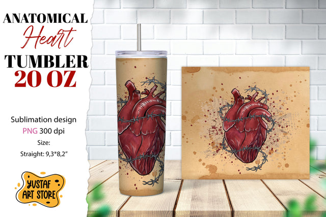 Anatomical heart tumbler. Halloween tumbler wrap Sublimation Yustaf Art Store 