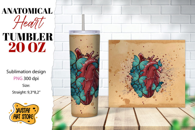 Anatomical heart tumbler. Halloween tumbler wrap Sublimation Yustaf Art Store 