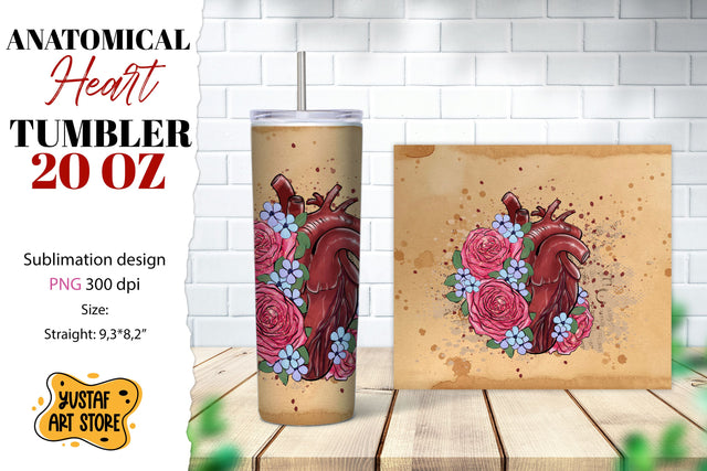 Anatomical heart tumbler. Halloween tumbler wrap Sublimation Yustaf Art Store 