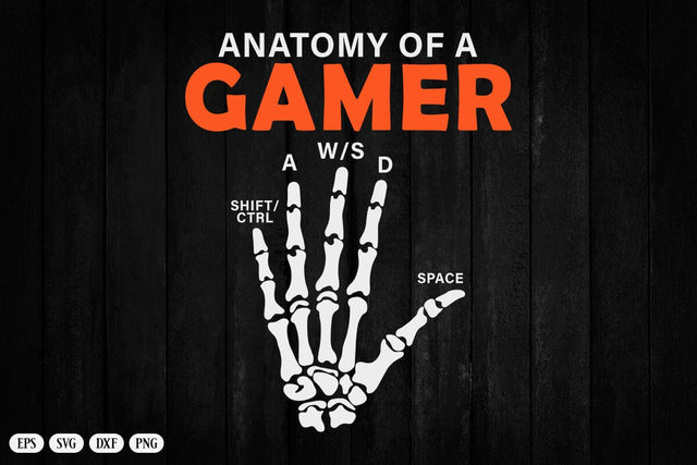 Anatomy Of A Gamer Skeleton Hand Funny Men Boys Kids Teens T-Shirt SVG DesignDestine 