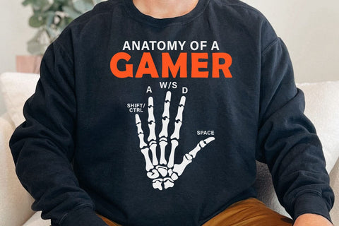 Anatomy Of A Gamer Skeleton Hand Funny Men Boys Kids Teens T-Shirt SVG DesignDestine 