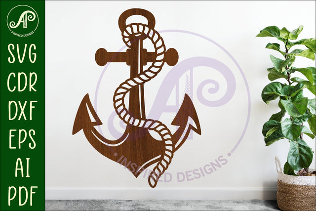 Anchor cut out wall sign svg laser cut file SVG APInspireddesigns 