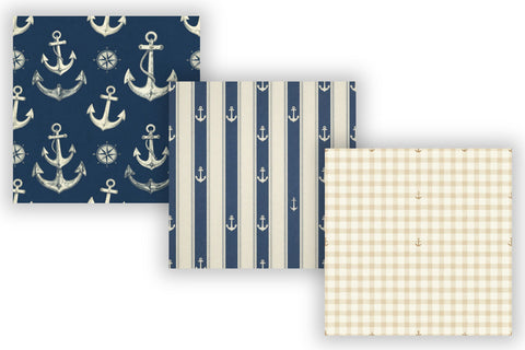Anchor Digital Paper Pack, Classic Nautical Seamless Patterns, Rope, Maritime Emblems & Coastal Printable Crafts Digital Pattern FloridPrintables 