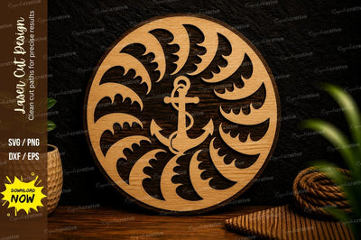 Anchor Nautical Mandala Ornament Laser Cut SVG File SVG Regulrcrative 