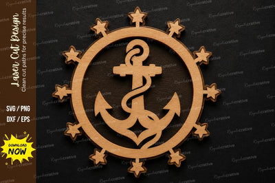 Anchor Star Ornament SVG Laser Cut Svg Design SVG Regulrcrative 