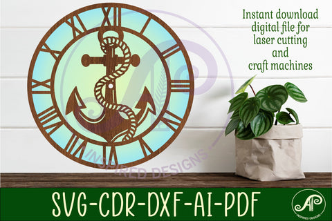 Anchor wall clock laser cut files, SVG file SVG APInspireddesigns 