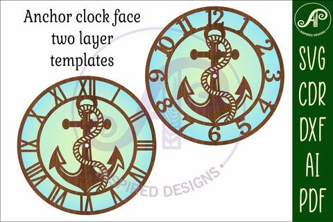Anchor wall clock laser cut files, SVG file SVG APInspireddesigns 