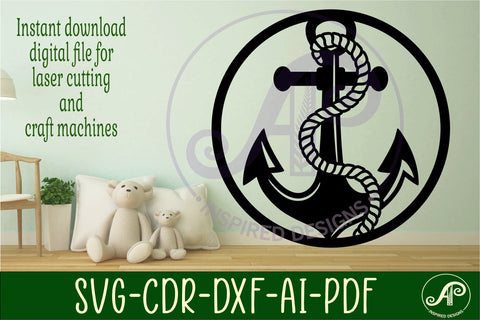 Anchor wall sign svg laser cut file SVG APInspireddesigns 