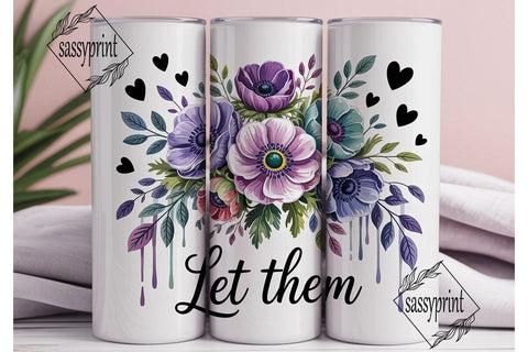 Anemone Floral 20oz Tumbler Wrap Sublimation sassyprint 