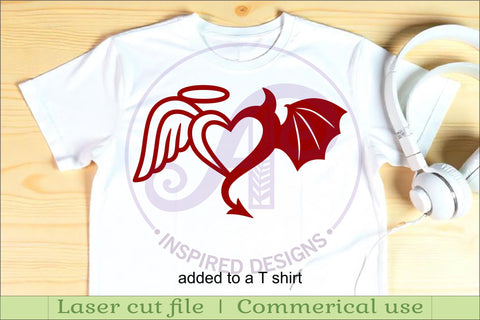 Angel and Devil Heart wall sign svg laser cut SVG APInspireddesigns 