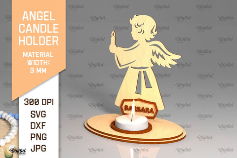 Angel Candle Holders SVG Bundle. Wooden Candle Holders Lasercut SVG Evgenyia Guschina 