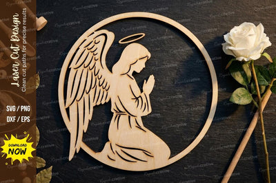 Angel Circle Portrait Laser Cut, angel svg, angel portrait svg SVG Regulrcrative 