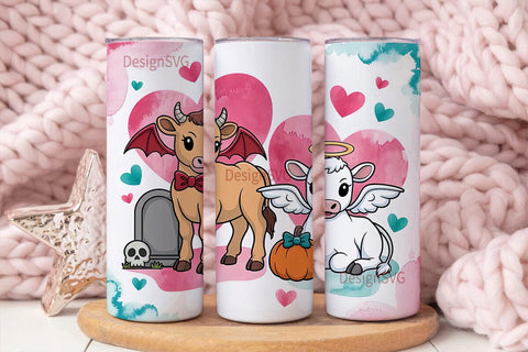 Angel & Devil Calves 20oz Tumbler Wrap Sublimation DesignSVG 