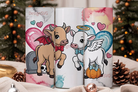 Angel & Devil Calves 20oz Tumbler Wrap Sublimation DesignSVG 