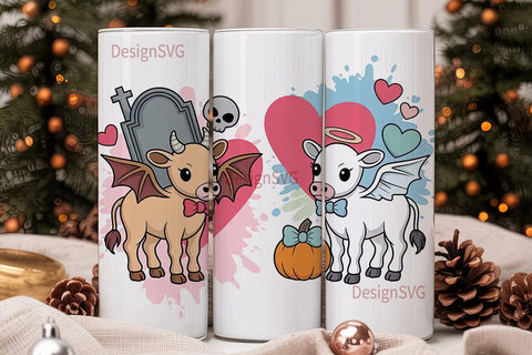Angel & Devil Calves 20oz Tumbler Wrap Sublimation DesignSVG 