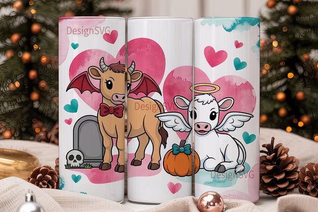 Angel & Devil Calves 20oz Tumbler Wrap Sublimation DesignSVG 