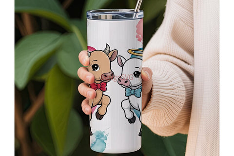 Angel & Devil Calves 20oz Tumbler Wrap Sublimation DesignSVG 