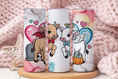 Angel & Devil Calves 20oz Tumbler Wrap Sublimation DesignSVG 