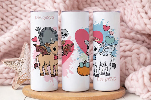 Angel & Devil Calves 20oz Tumbler Wrap Sublimation DesignSVG 