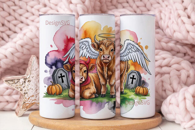 Angel & Devil Cows 20oz Tumbler Sublimation DesignSVG 