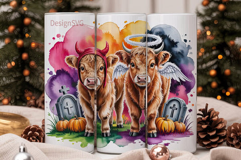 Angel & Devil Cows 20oz Tumbler Sublimation DesignSVG 
