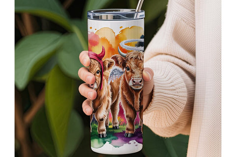 Angel & Devil Cows 20oz Tumbler Sublimation DesignSVG 