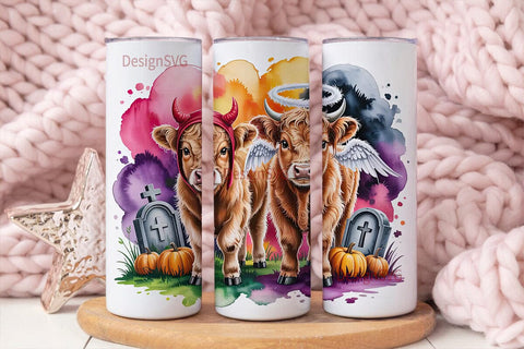 Angel & Devil Cows 20oz Tumbler Sublimation DesignSVG 