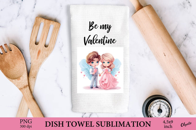 Angel Dish Towel PNG. Valentine PNG. Love Quote PNG Sublimation Olga Terlyanskaya 