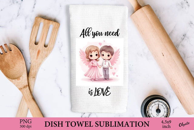 Angel Dish Towel PNG. Valentines Day PNG. Valentine Quote PNG Sublimation Olga Terlyanskaya 