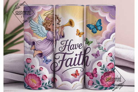Angel Faith Butterfly 20oz Tumbler Wrap Sublimation sassyprint 