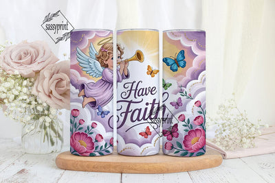 Angel Faith Butterfly 20oz Tumbler Wrap Sublimation sassyprint 