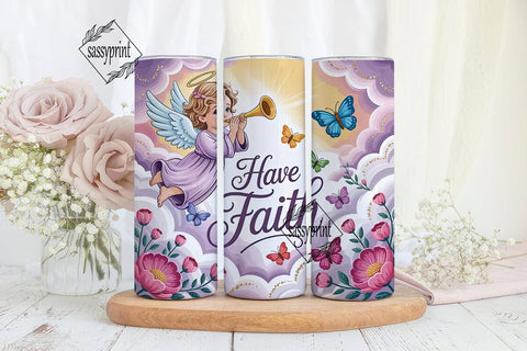 Angel Faith Butterfly 20oz Tumbler Wrap Sublimation sassyprint 