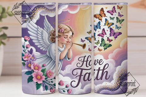 Angel Faith Butterfly 20oz Tumbler Wrap Sublimation sassyprint 