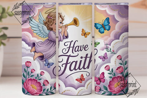 Angel Faith Butterfly 20oz Tumbler Wrap Sublimation sassyprint 
