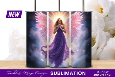Angel in purple dress with glowing wings Sublimation Regulrcrative 