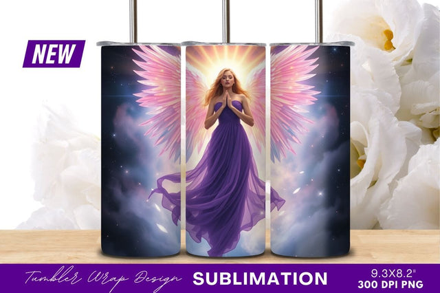 Angel in purple dress with glowing wings Sublimation Regulrcrative 
