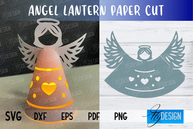Angel Lantern SVG | Paper Cut SVG | Christmas Design | SVG File SVG Fly Design 