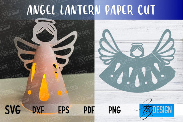 Angel Lantern SVG | Paper Cut SVG | Christmas Design | SVG File SVG Fly Design 