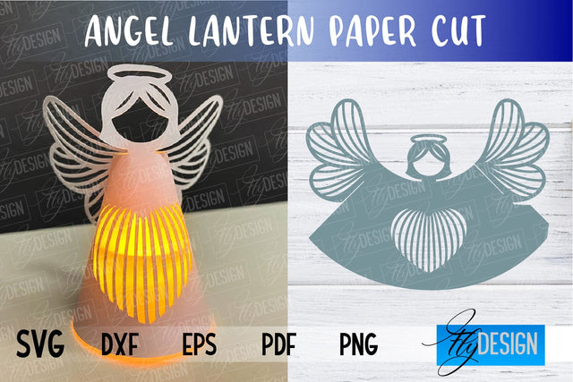 Angel Lantern SVG | Paper Cut SVG | Christmas Design | SVG File SVG Fly Design 