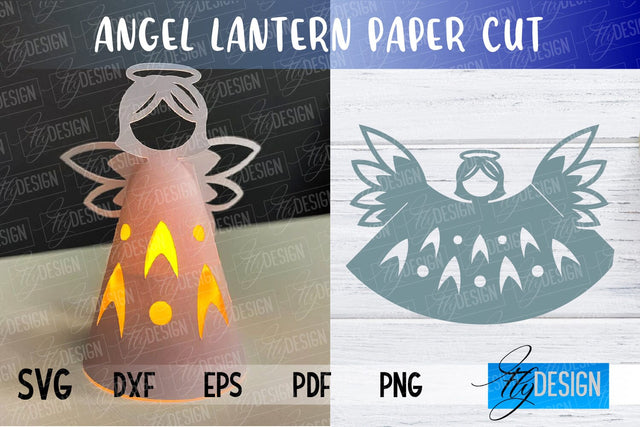 Angel Lantern SVG | Paper Cut SVG | Christmas Design | SVG File SVG Fly Design 