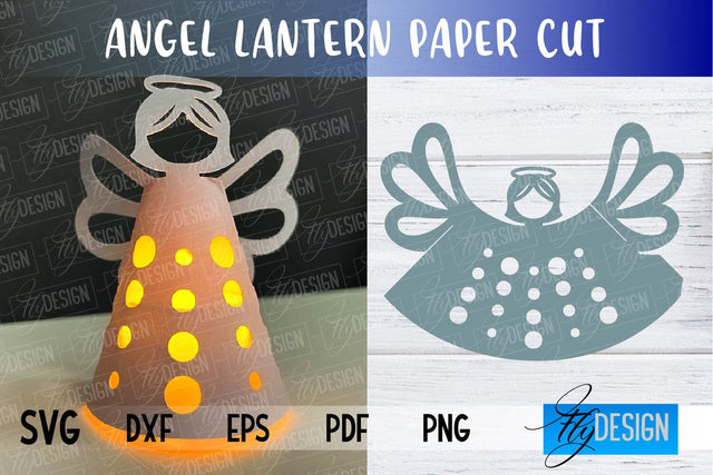 Angel Lantern SVG | Paper Cut SVG | Christmas Design | SVG File SVG Fly Design 