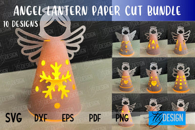 Angel Lantern SVG | Paper Cut SVG | Christmas Design SVG Fly Design 