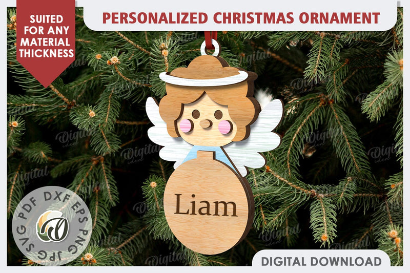 Angel Personalized Christmas Ornament Laser Cut. Xmas SVG SVG Evgenyia Guschina 