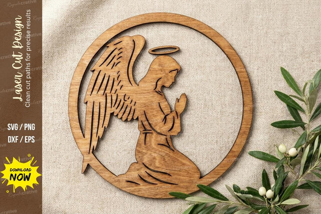 Angel Prayer Circle Laser Cut, angel svg, prayer svg SVG Regulrcrative 