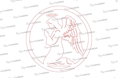 Angel Prayer Laser Cut Design – Spiritual Kneeling Angel with Halo & Wings Sublimation Artwork SVG Regulrcrative 
