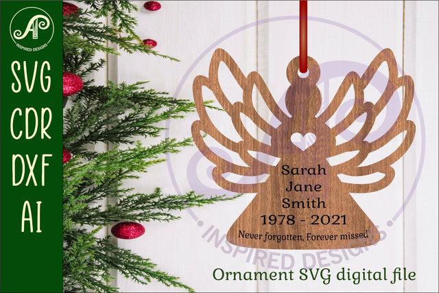 Angel shape Christmas Ornament SVG laser cut SVG APInspireddesigns 