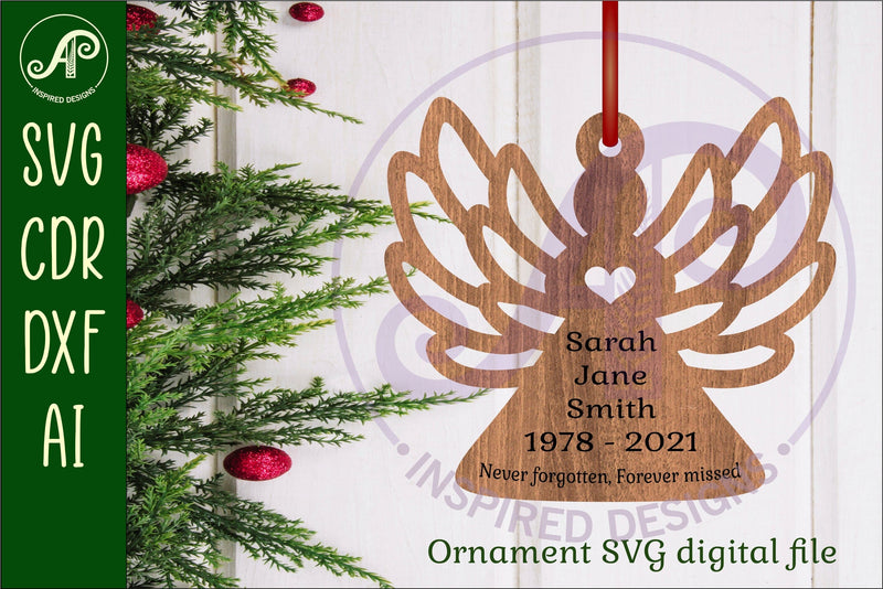 Angel shape Christmas Ornament SVG laser cut SVG APInspireddesigns 