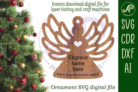 Angel shape Christmas Ornament SVG laser cut SVG APInspireddesigns 